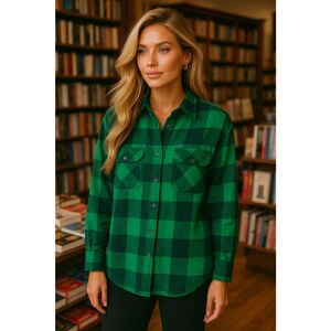 Aerie Oversized Lumberjane Button Flannel Plaid DISCONTINUED St. Patrick’s Day
